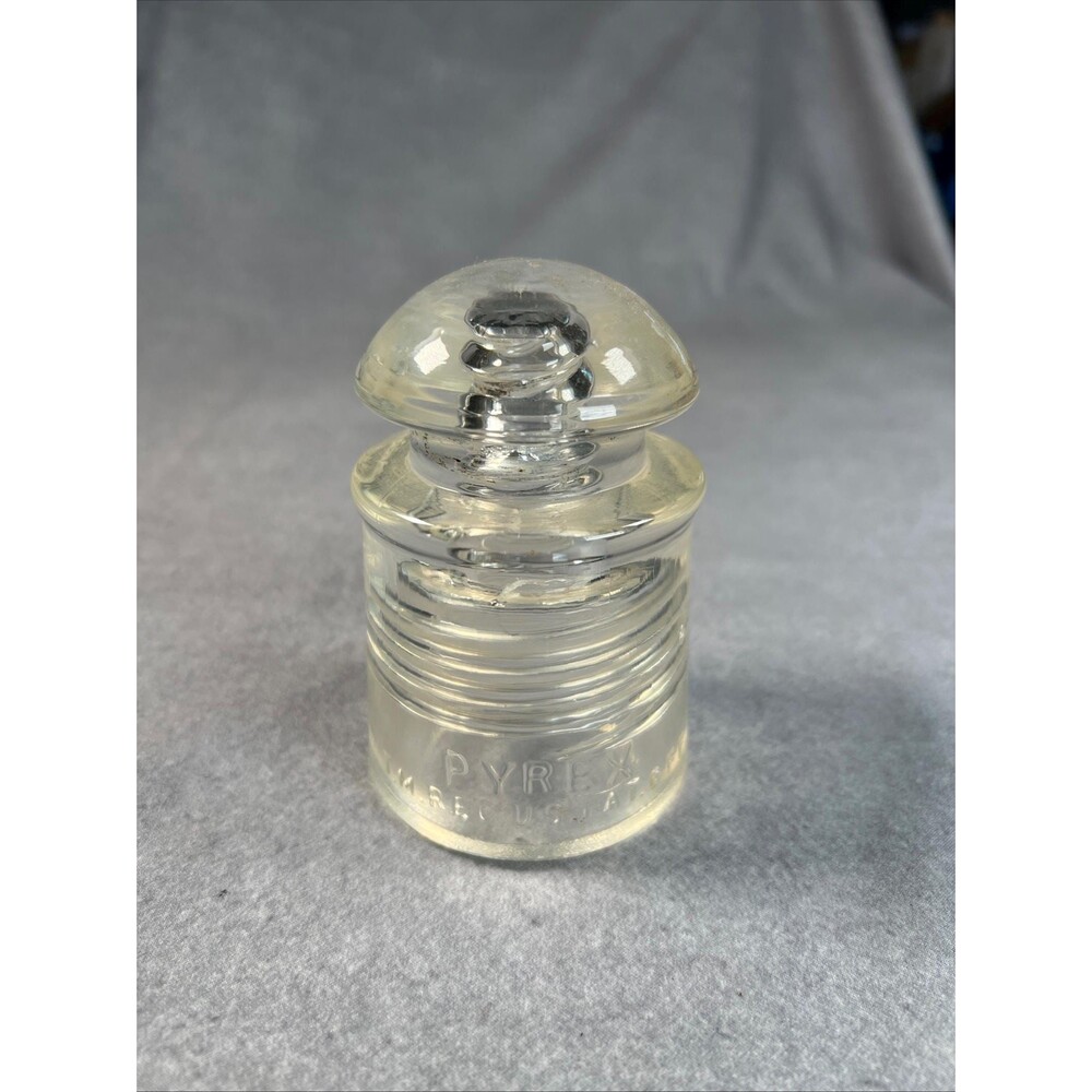 Vintage Corning Pyrex Clear Glass Insulator CP PAT Applied For